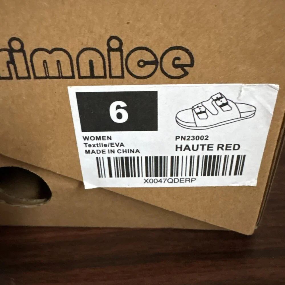 PRIMNICE Women's Comfy Arch Support Cork Footbed Sandals Haute Red Size 6 New
